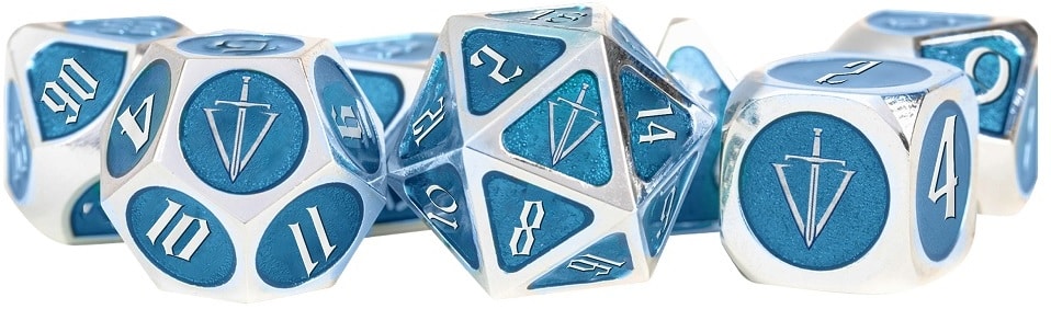 Tales Of The Valiant Metal Dice Set Silver/Blue image 0